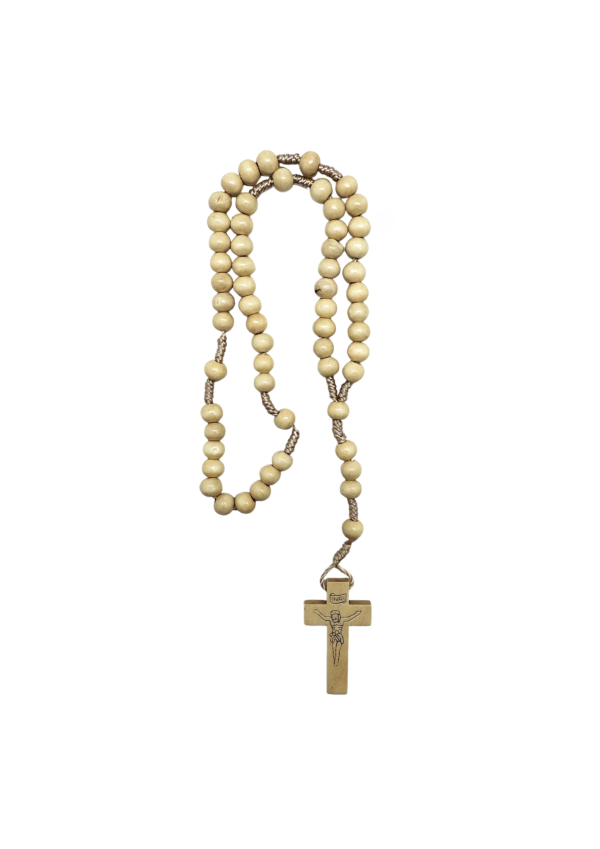 Natural Wood Nylon Cord Rosary (144124)
