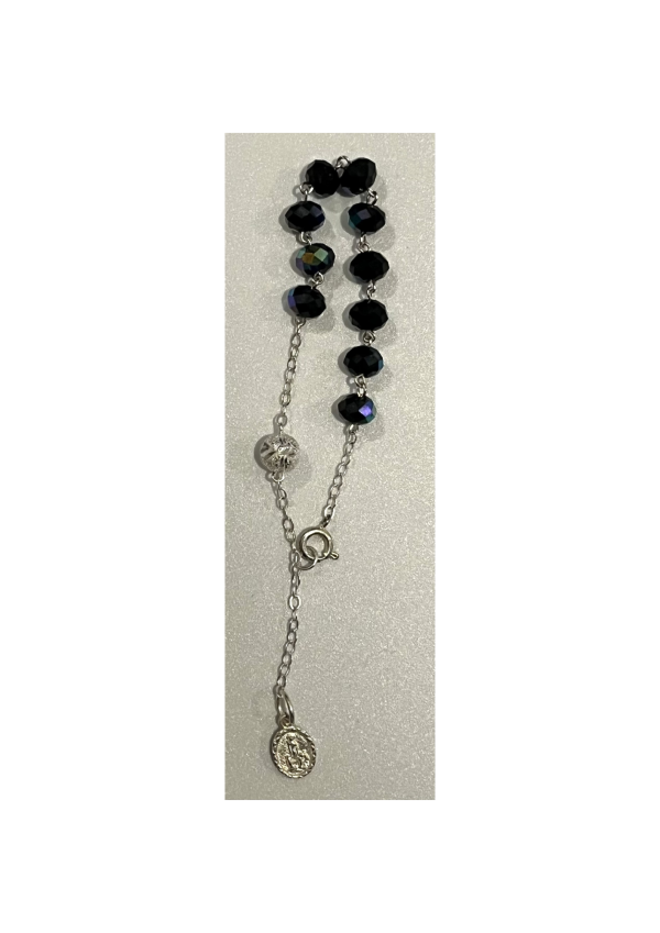 Black-Crystal Rosary Bracelet (B, 138365)