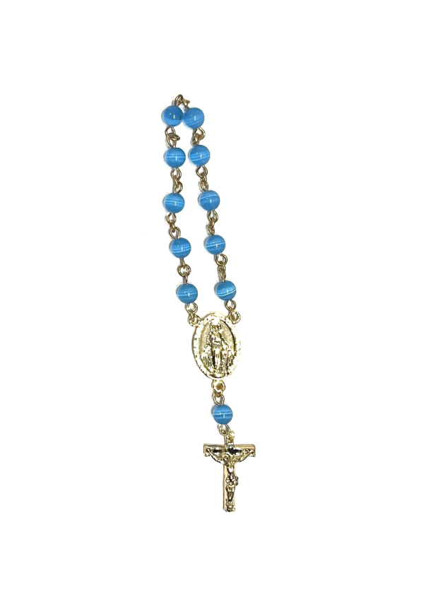Gold Plated Blue Cats Eye Hand Rosary (139361)