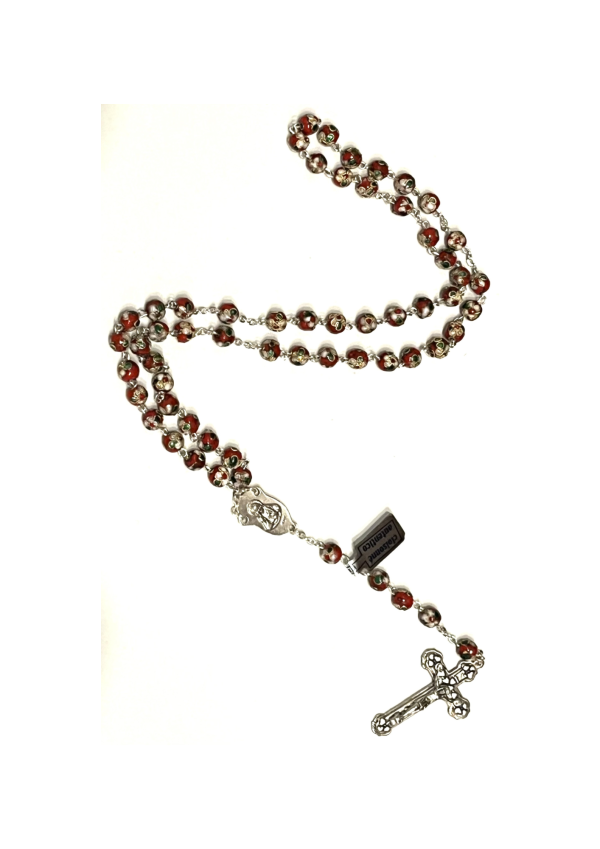Cloisonne Red Glass Rosary (135705)
