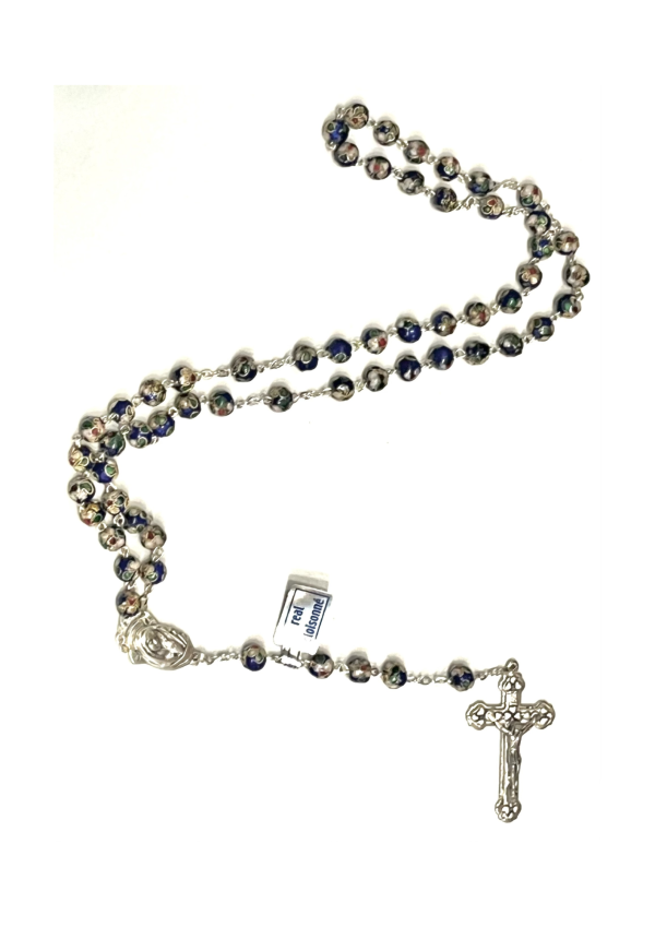 Cloisonne Blue Glass Rosary (135706)
