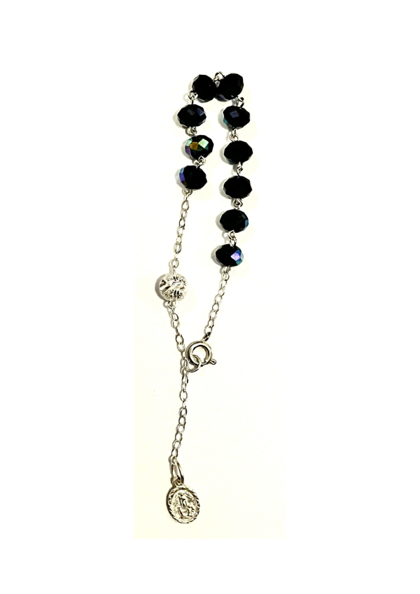 Black-Crystal Rosary Bracelet (B, 138365)