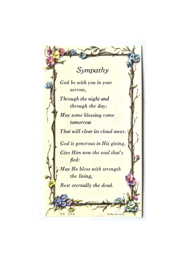'Sympathy' Holy Card (127148)