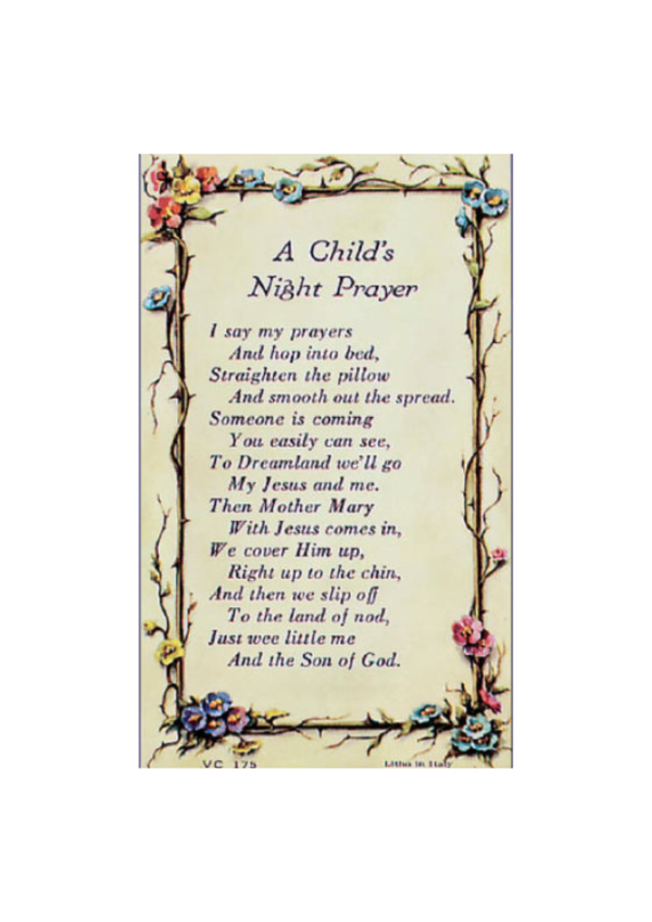 'A Child's Night Prayer' Holy Card (127148)