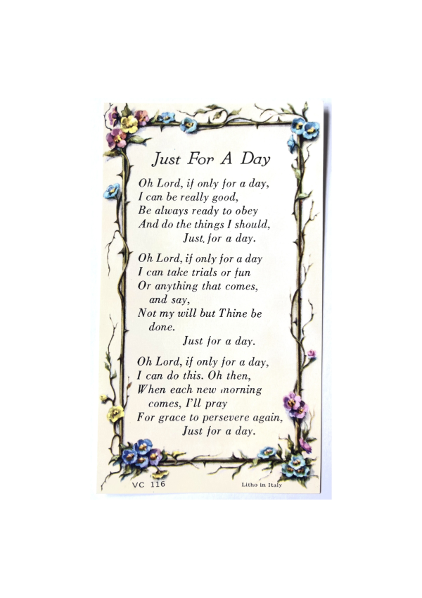 'Just For A Day' Holy Card (127148)