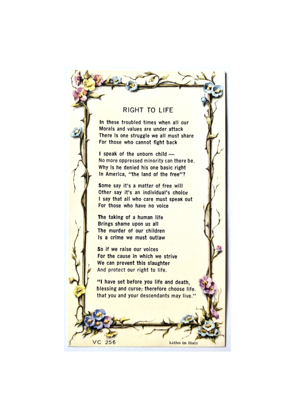 'Right to Life' Holy Card (127148)
