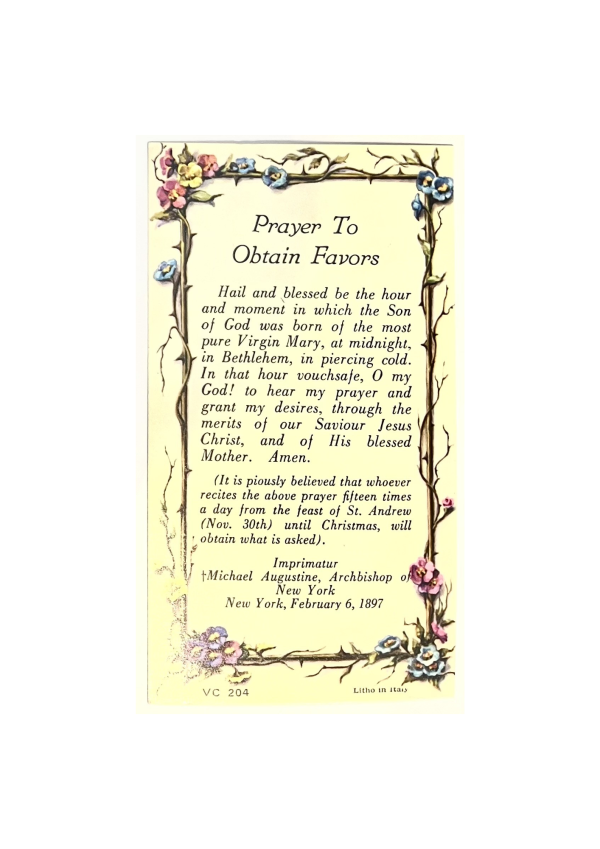 'Prayer to Obtain Favors' Holy Card (127148)