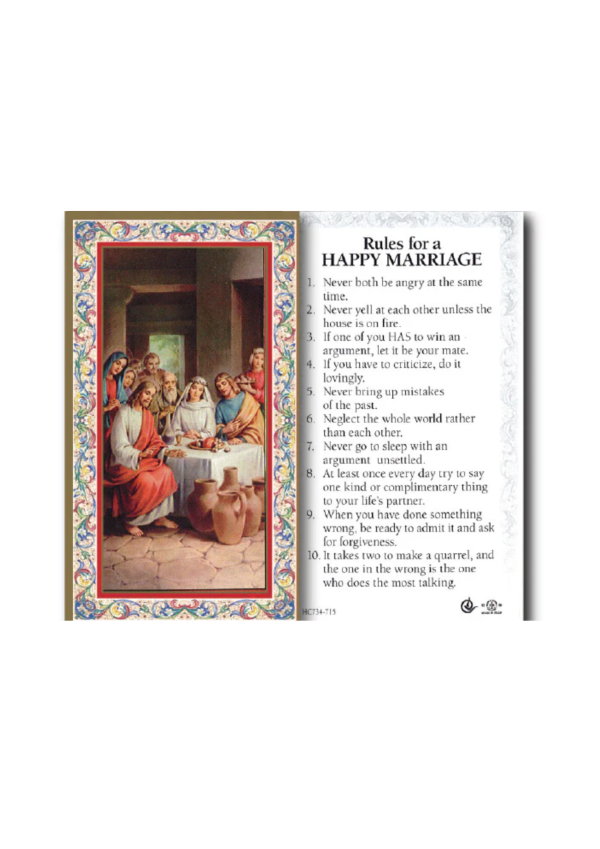 'Rules for a Happy Marriage' Holy Card (127148)